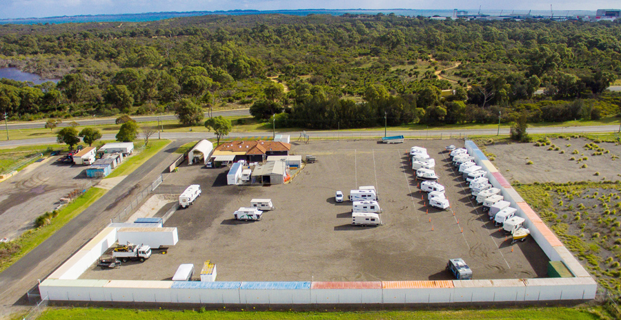 uneeda caravan henderson storage facility drone image